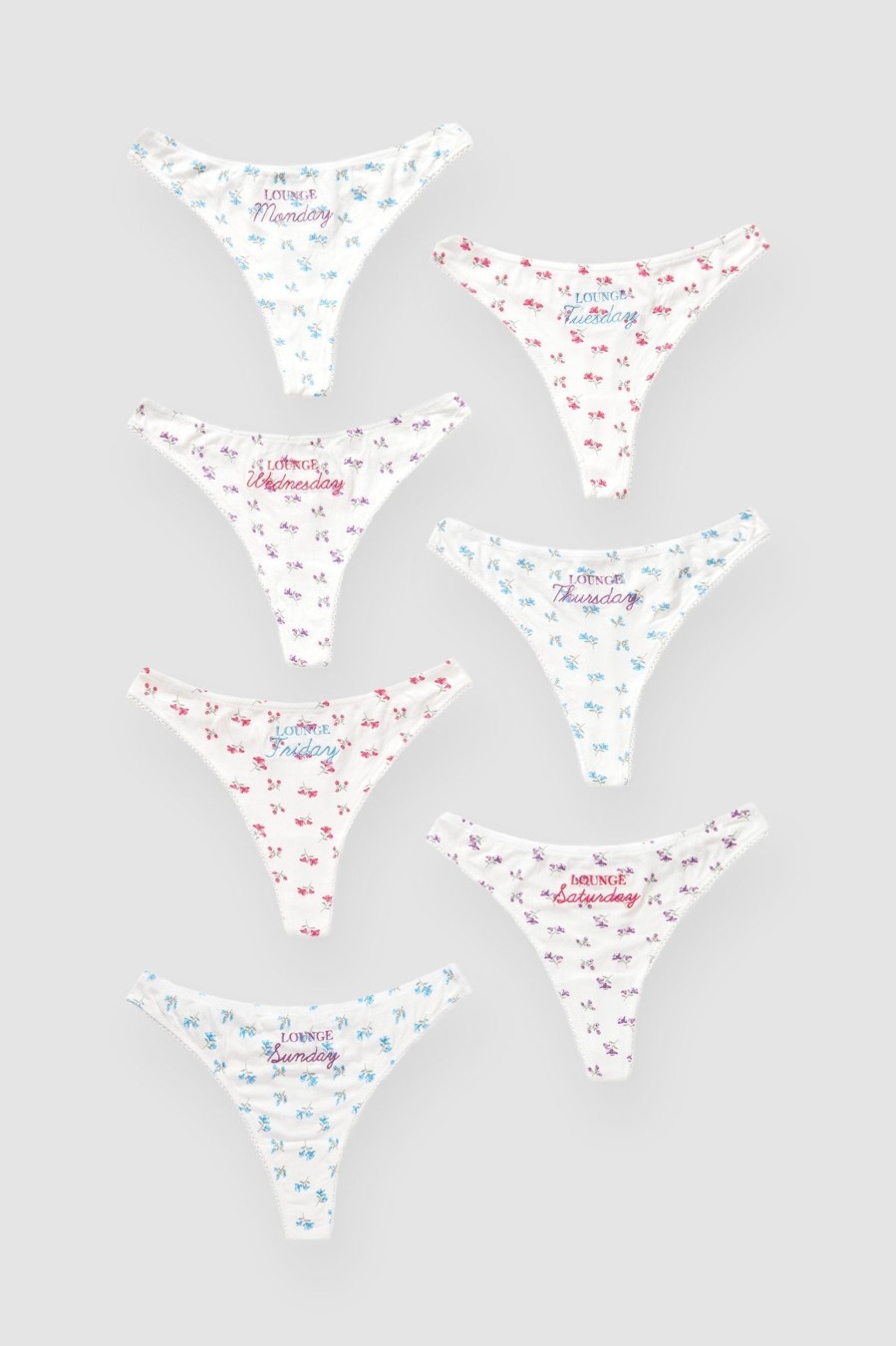 Bottoms Lounge Multipacks | Days Of The Week Thong (7 Pack) - Print