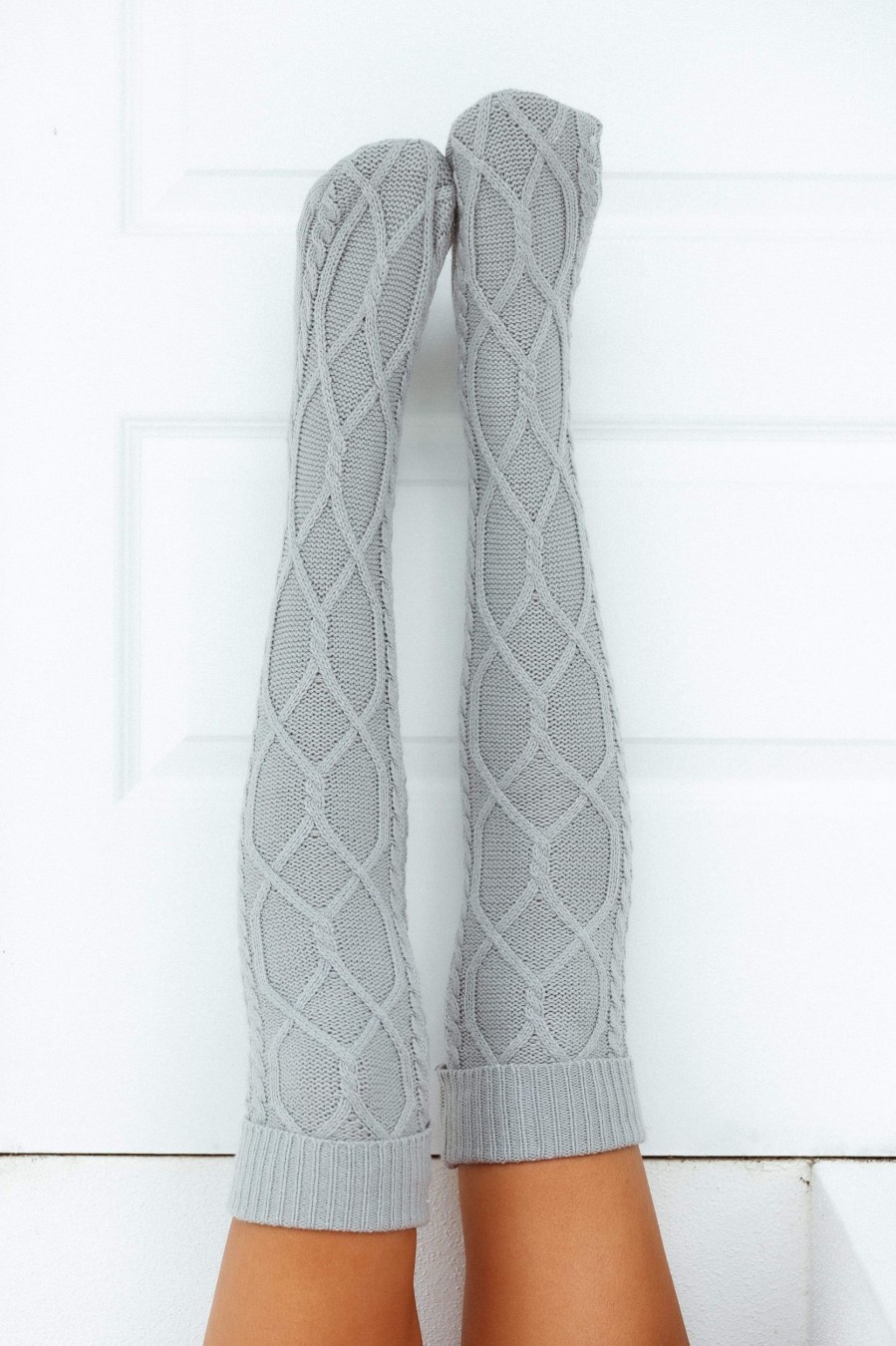 Apparel Lounge Accessories | Knee-High Cosy Knitted Socks - Grey