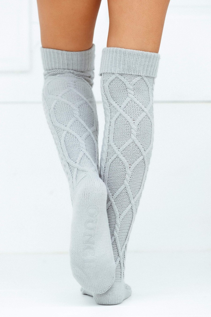 Apparel Lounge Accessories | Knee-High Cosy Knitted Socks - Grey