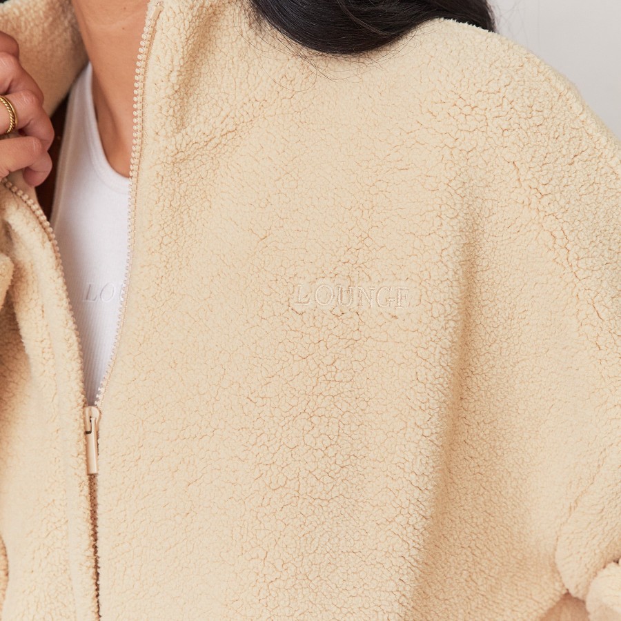 Apparel Lounge Hoodies & Sweatshirts | Cosy Zip-Up Fleece Jacket - Cream