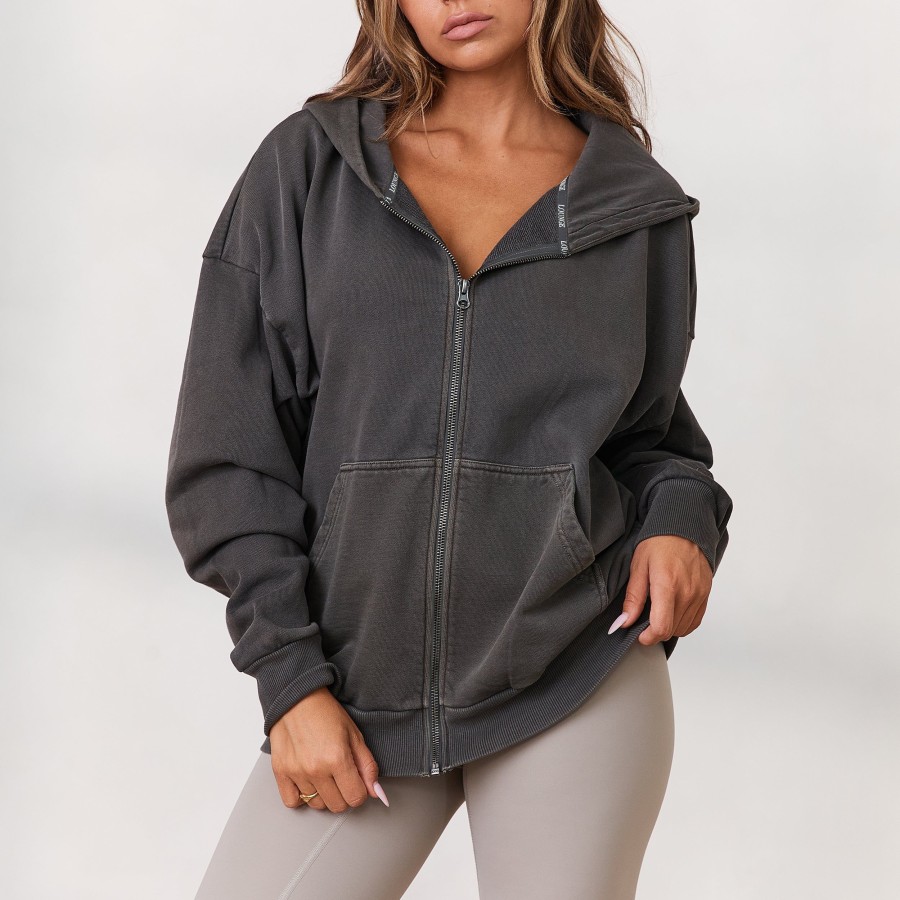 Apparel Lounge Hoodies & Sweatshirts | Signature Oversized Zip Up Hoodie - Washed Cedar