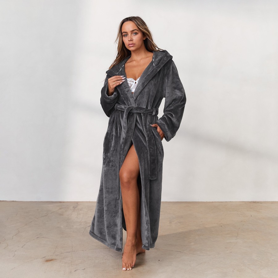 Apparel Lounge Loungewear | Cuddle Me Dressing Gown - Charcoal