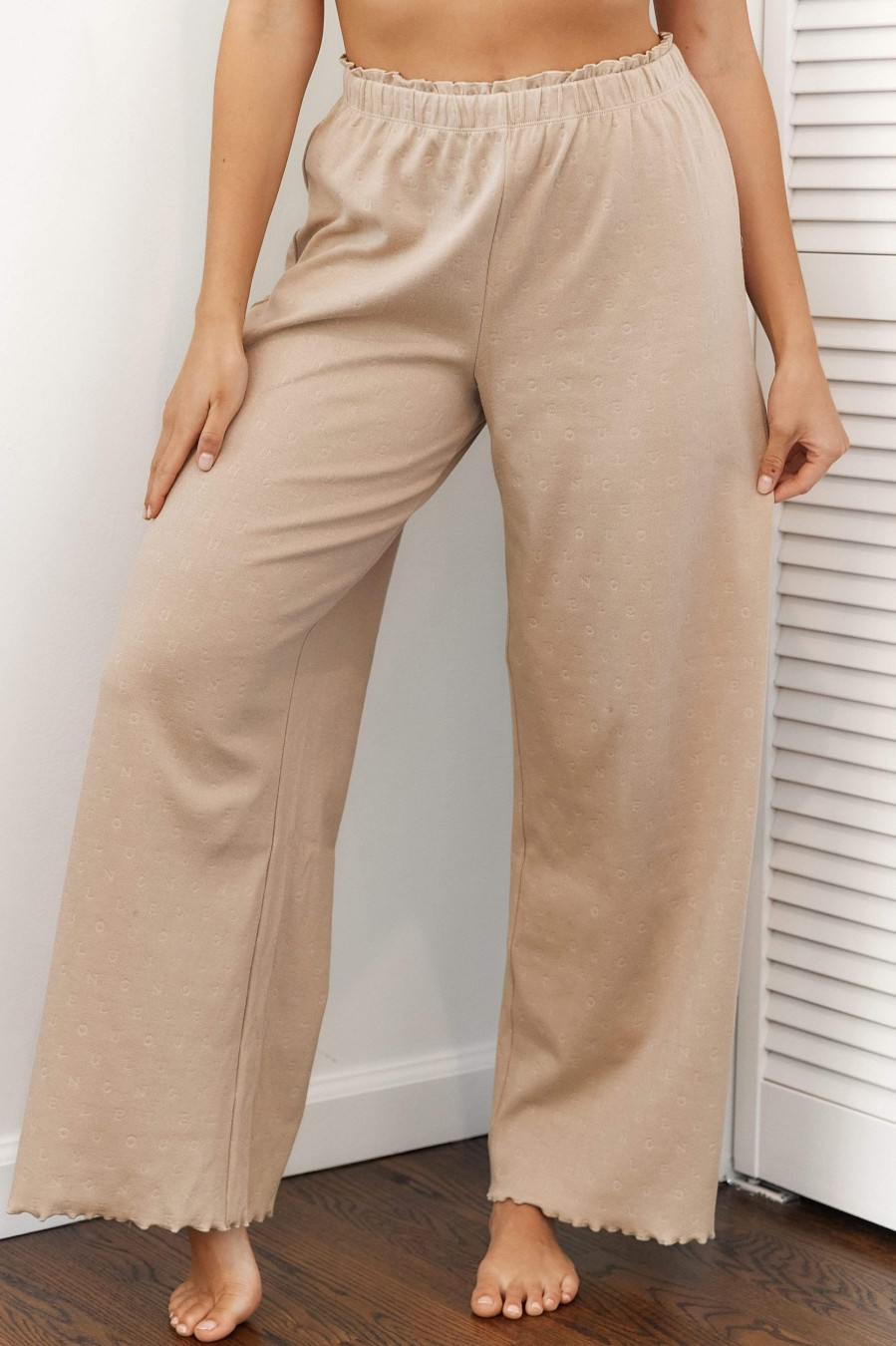 Sleep Lounge Pyjama Bottoms | Ruffle Pyjama Trousers - Mink