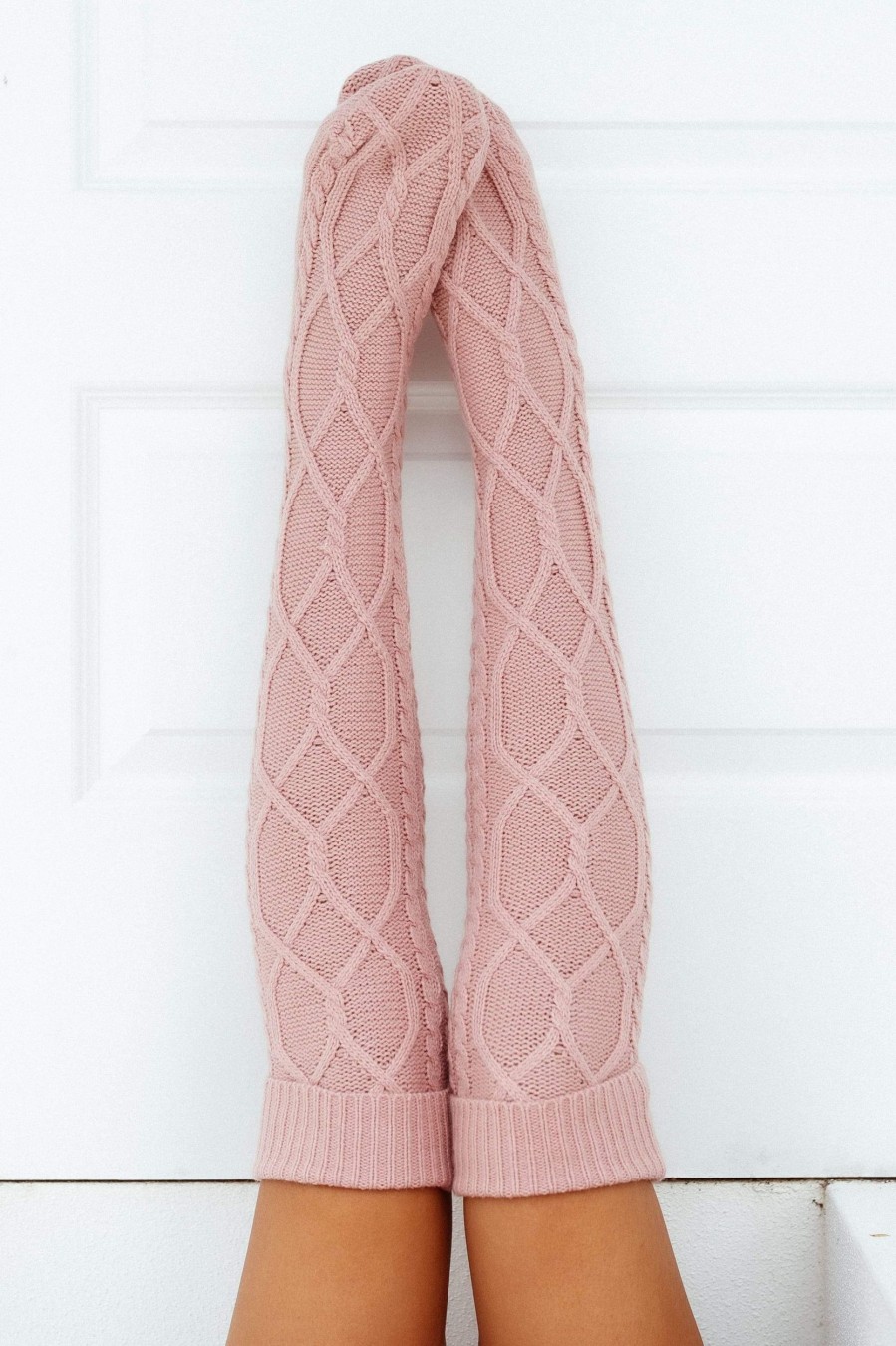 Apparel Lounge Accessories | Knee-High Cosy Knitted Socks - Pink