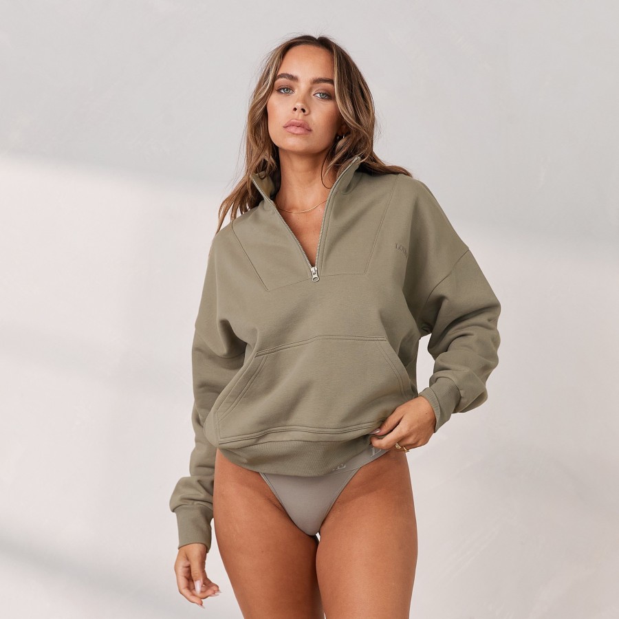 Apparel Lounge Hoodies & Sweatshirts | Signature Quarter Zip Jumper - Fawn