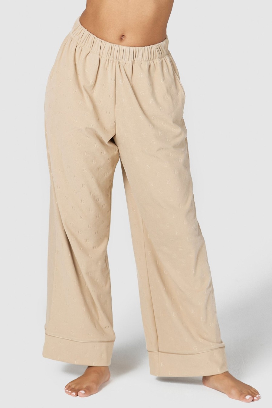 Sleep Lounge Pyjama Bottoms | Luxury Embossed Pyjama Trousers - Mink