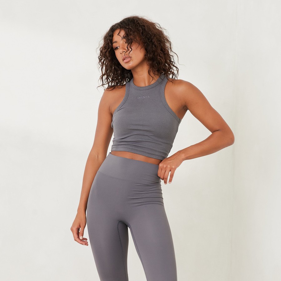 Apparel Lounge T-Shirts & Tops | Essential Ribbed Racerback Top - Charcoal