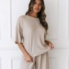 Sleep Lounge Pyjama Tops | Soft Waffle Pyjama Top - Mink