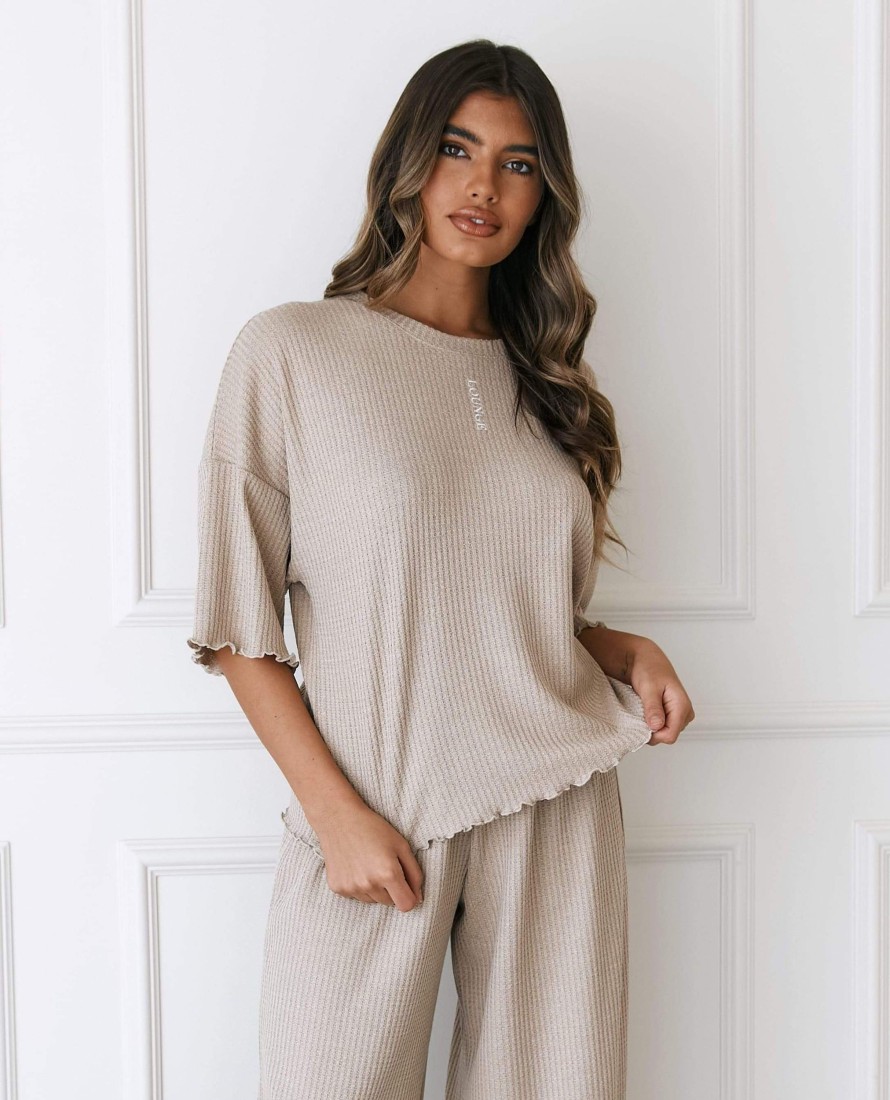 Sleep Lounge Pyjama Tops | Soft Waffle Pyjama Top - Mink