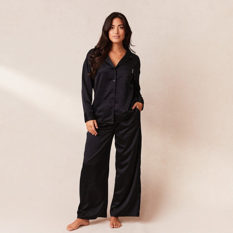 Apparel Lounge Loungewear | Classic Satin Pyjama Trousers - Black