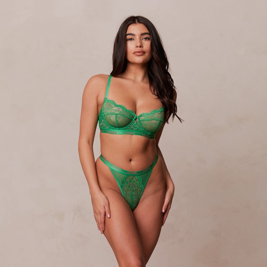 Bras Lounge Wired | Two-Tone Blossom Balcony Bra - Green