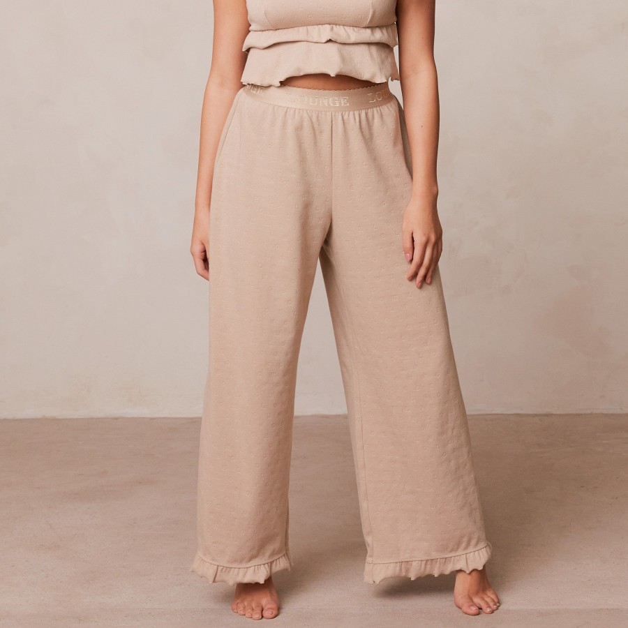 Sleep Lounge Pyjama Bottoms | Frill Pyjama Trousers - Mink