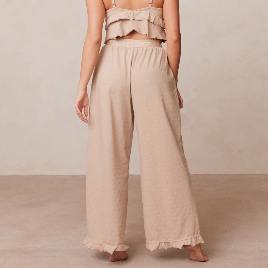 Sleep Lounge Pyjama Bottoms | Frill Pyjama Trousers - Mink