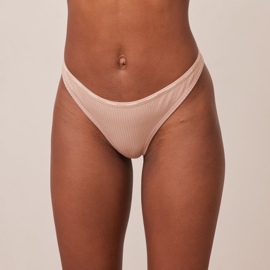 Bottoms Lounge Thongs | So Soft Ribbed Thong - Taupe