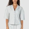 Sleep Lounge Pyjama Tops | Luxury Embossed Pyjama Shirt - Frost