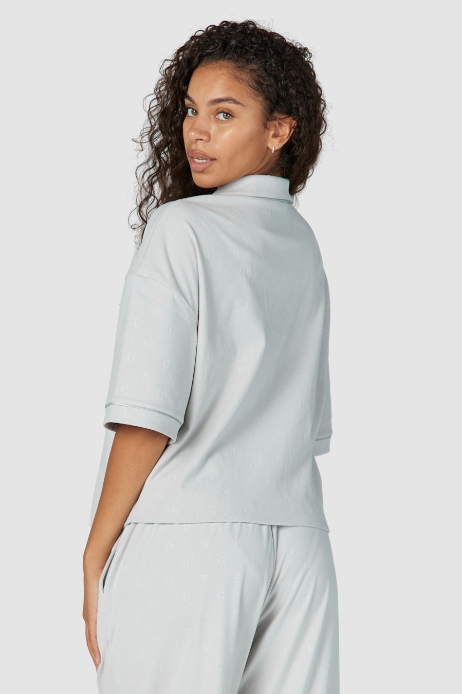 Sleep Lounge Pyjama Tops | Luxury Embossed Pyjama Shirt - Frost