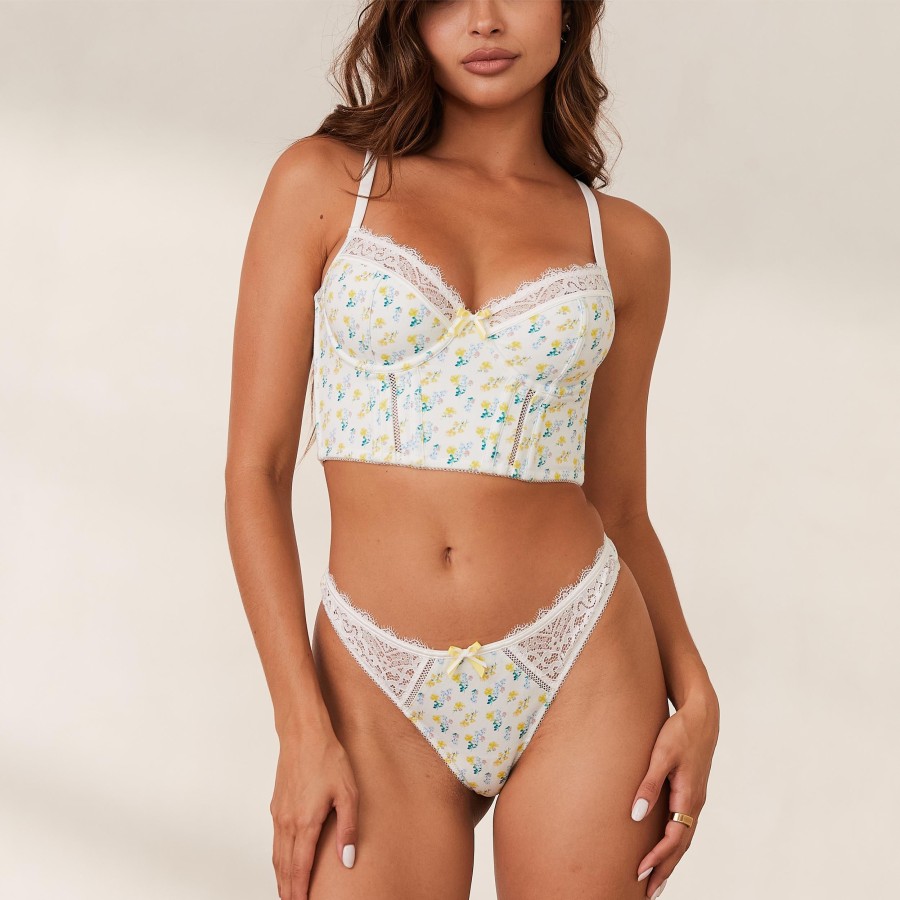 Bras Lounge Wired | Sweet Longline Bra - White Floral