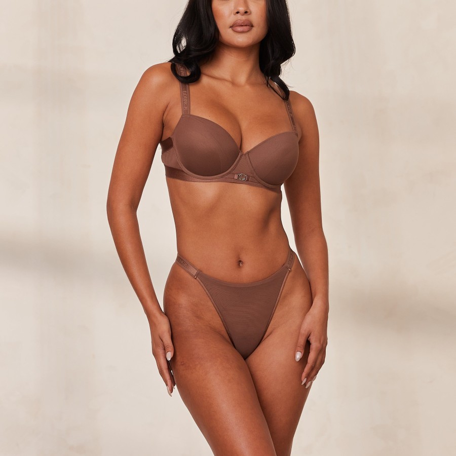 Bras Lounge Padded | Smooth Mesh T-Shirt Bra - Chestnut