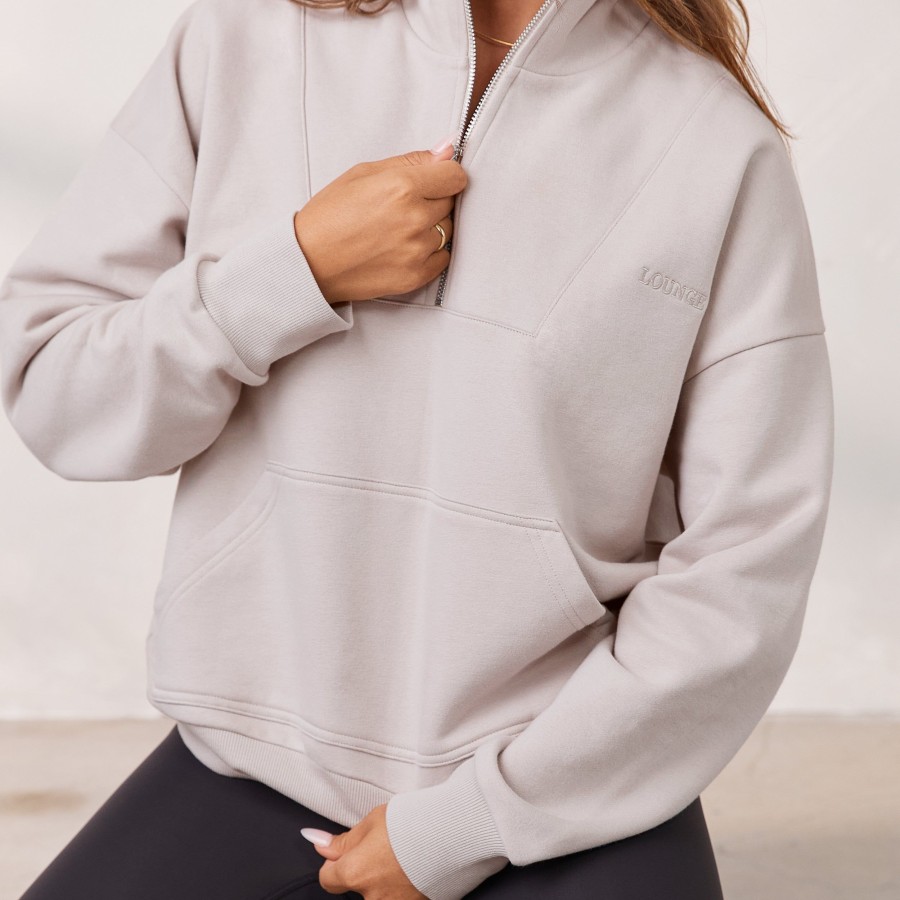 Apparel Lounge Hoodies & Sweatshirts | Signature Quarter Zip Jumper - Ecru