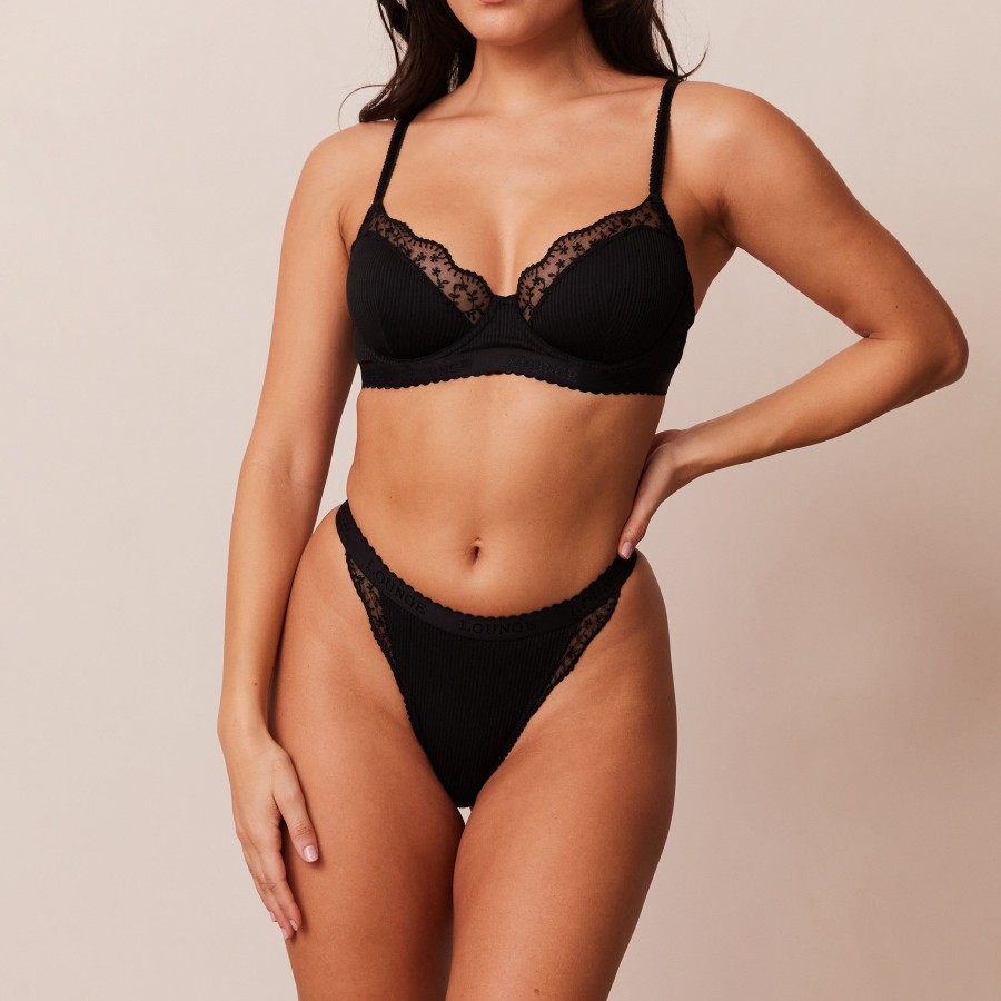 Bras Lounge Wired | Ribbed Balcony Bra - Black