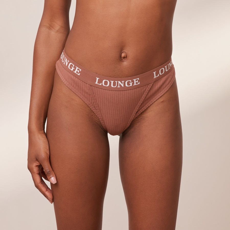 Bottoms Lounge Thongs | Ultra Comfort Ribbed Thong - Mocha