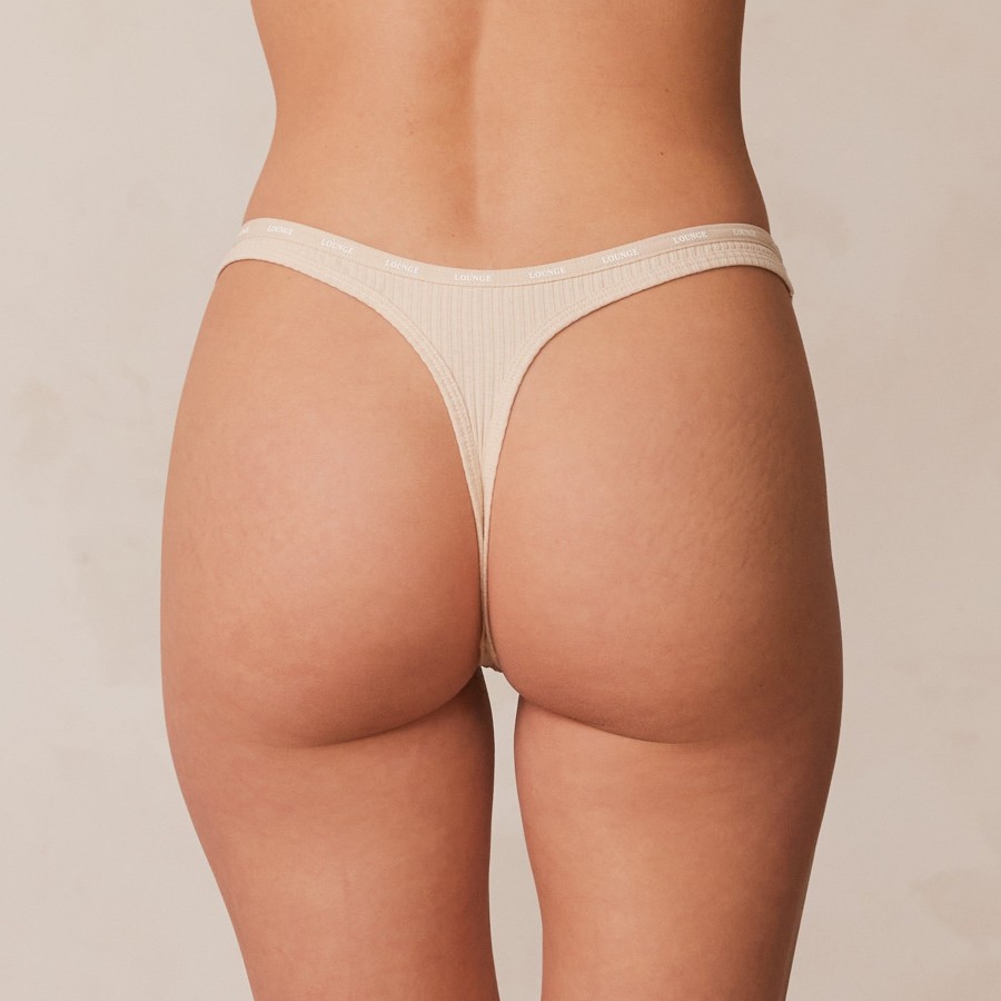 Bottoms Lounge Thongs | So Soft Ribbed Thong - Latte