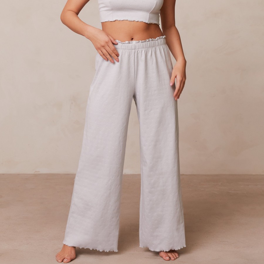 Sleep Lounge Pyjama Bottoms | Ruffle Pyjama Trousers - Frost