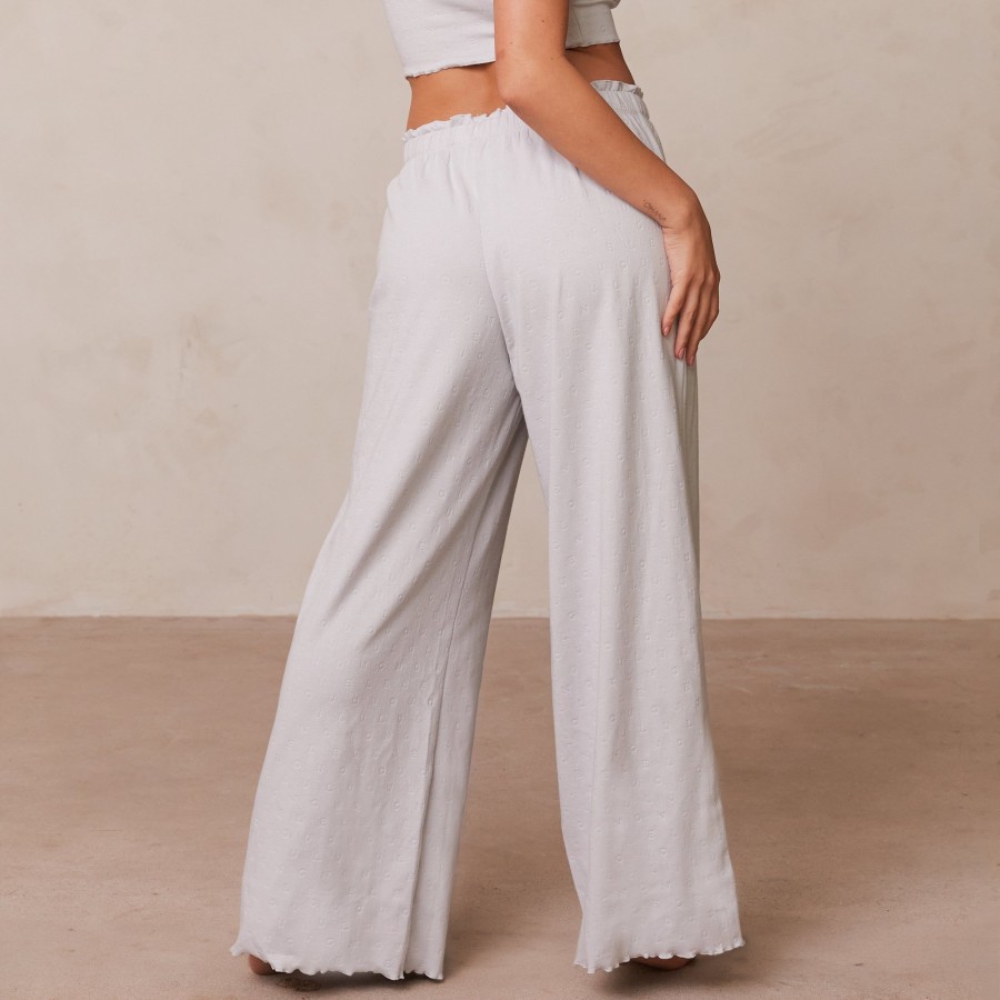 Sleep Lounge Pyjama Bottoms | Ruffle Pyjama Trousers - Frost