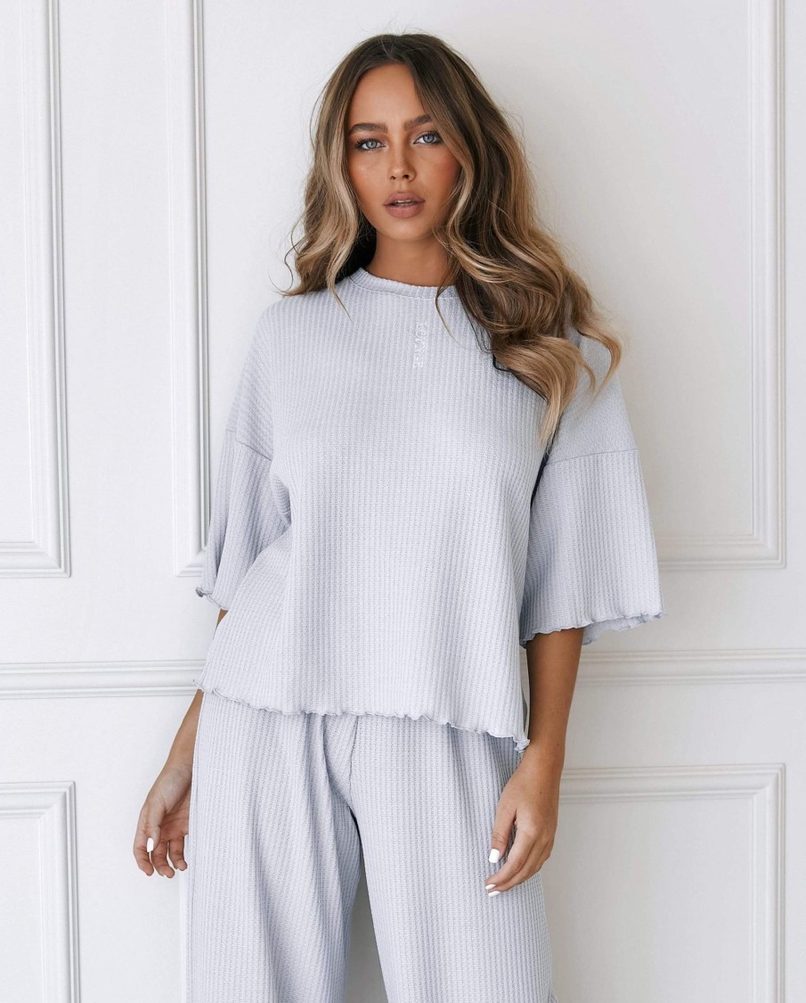 Sleep Lounge Pyjama Tops | Soft Waffle Pyjama Top - Frost