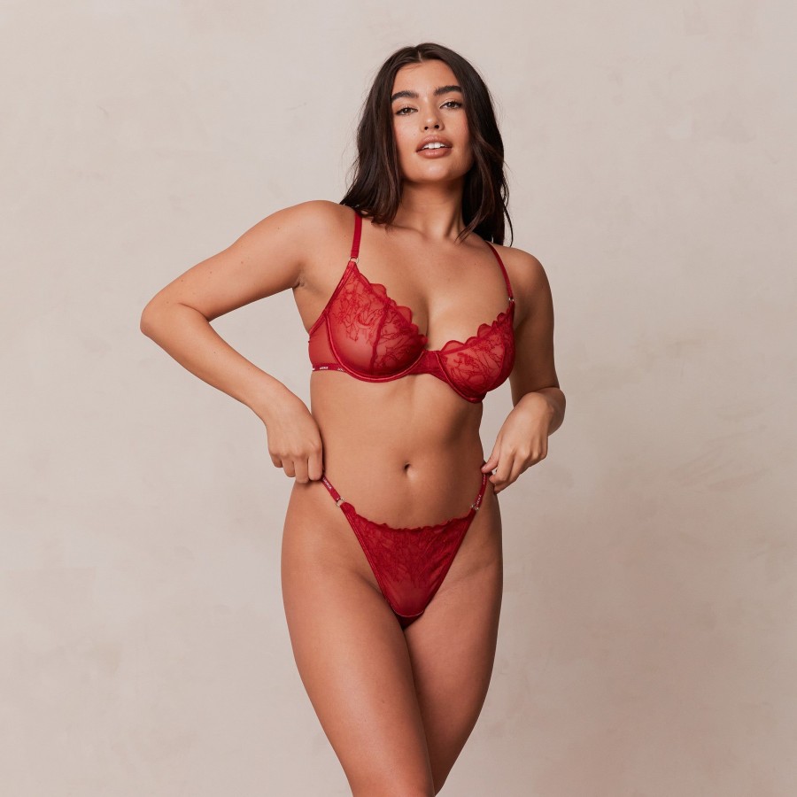 Bras Lounge Non&Padded | Illustration Balcony Bra - Maroon