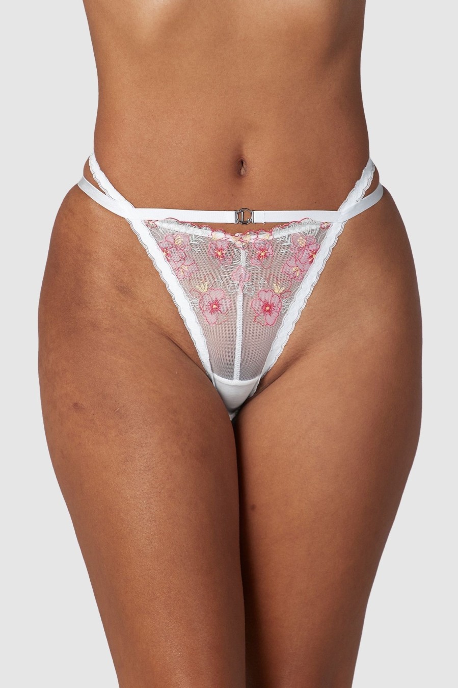 Bras Lounge Mesh | Ditsy Embroidered Briefs - White