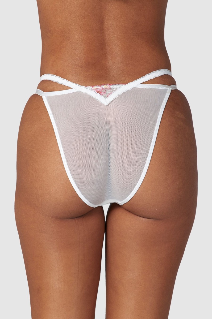 Bras Lounge Mesh | Ditsy Embroidered Briefs - White