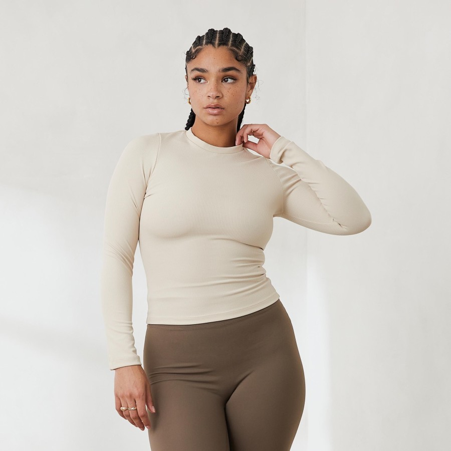 Apparel Lounge T-Shirts & Tops | Essential Ribbed Long Sleeve Top - Cream