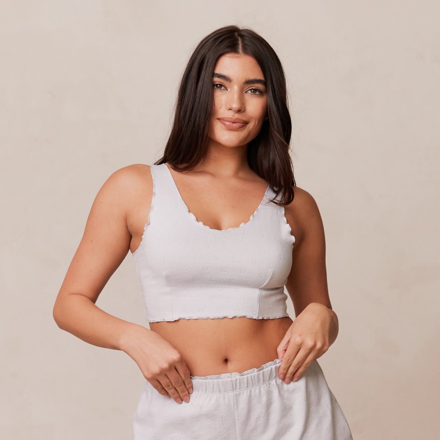 Sleep Lounge Pyjama Tops | Ruffle Pyjama Cami Top - Frost