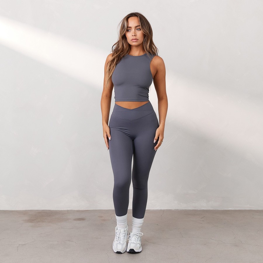 Apparel Lounge Leggings | Silhouette Crossover Leggings - Smoked Blue