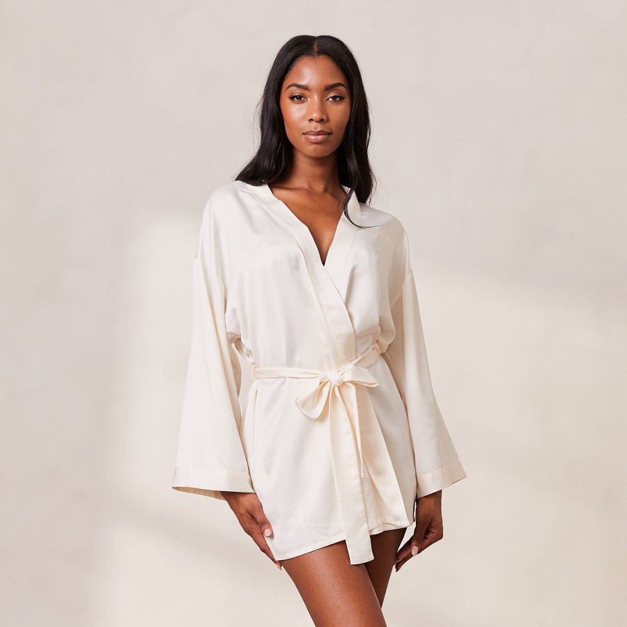 Apparel Lounge Loungewear | Signature Satin Robe - Pearl