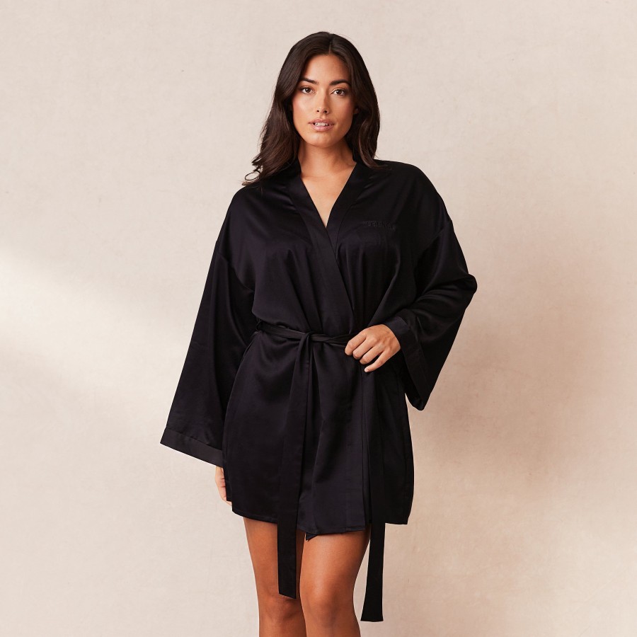 Apparel Lounge Loungewear | Signature Satin Robe - Black