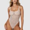 Intimates Lounge Bodysuits | Sheer Floral Bodysuit - White