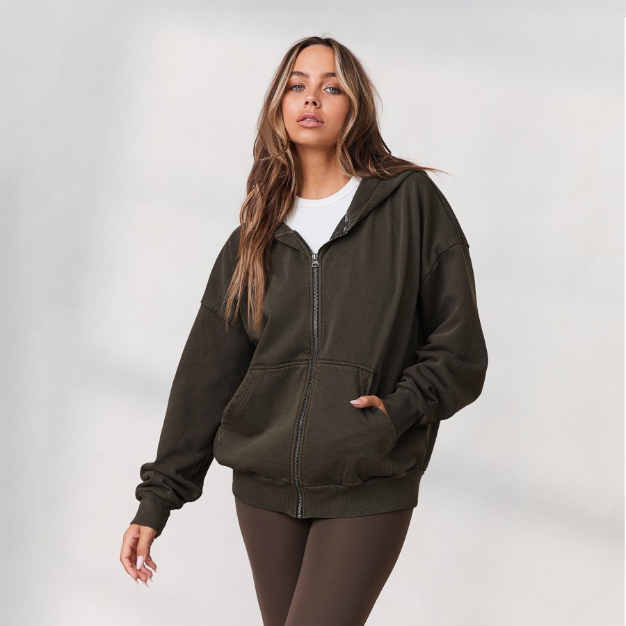 Apparel Lounge Hoodies & Sweatshirts | Signature Oversized Zip Up Hoodie - Espresso