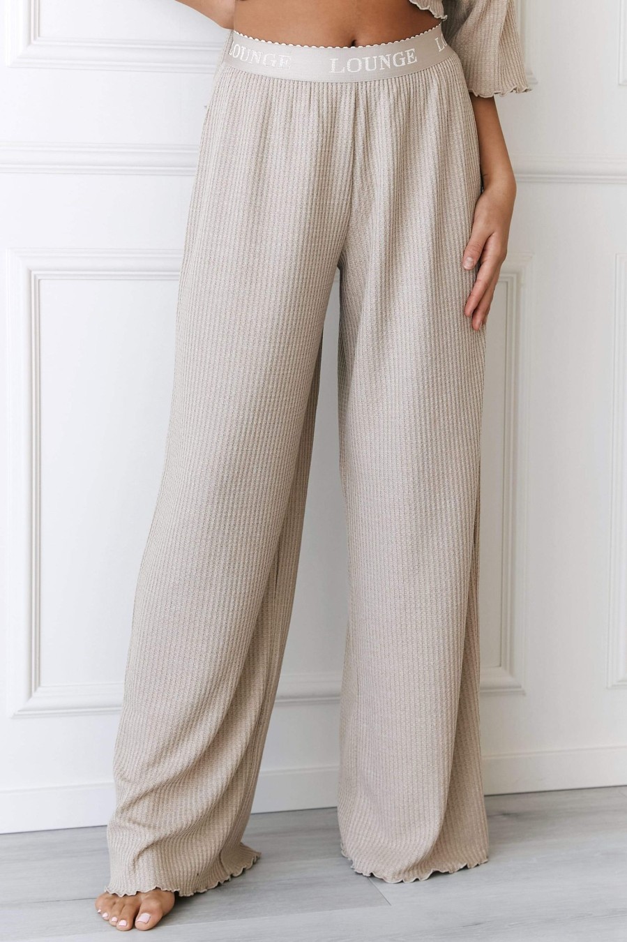 Sleep Lounge Pyjama Bottoms | Soft Waffle Pyjama Trousers - Mink