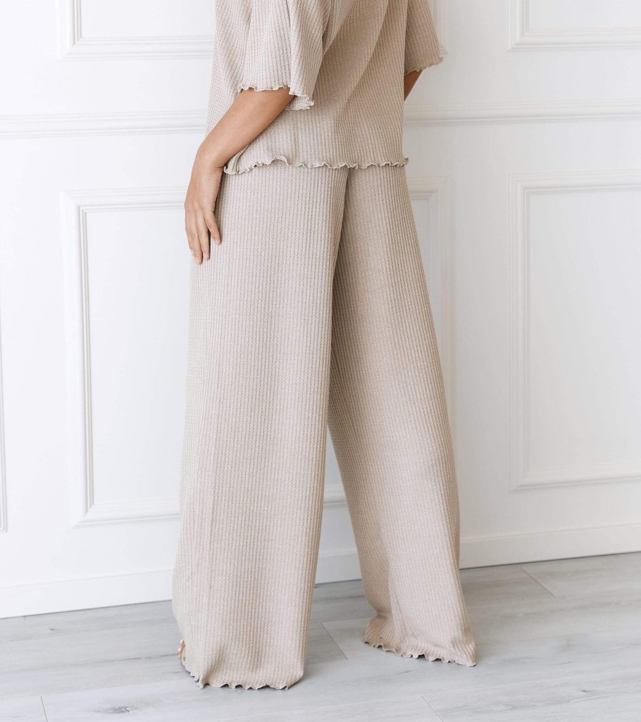 Sleep Lounge Pyjama Bottoms | Soft Waffle Pyjama Trousers - Mink