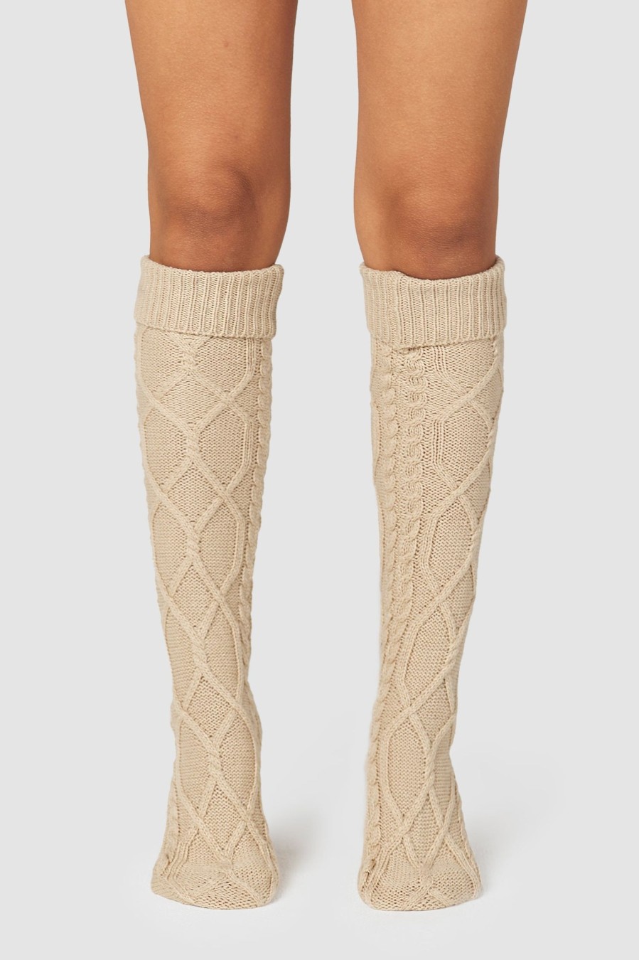 Apparel Lounge Accessories | Knee-High Cosy Knitted Socks - Mink