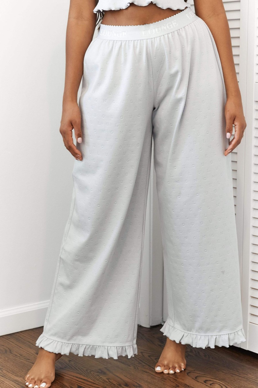 Sleep Lounge Pyjama Bottoms | Frill Pyjama Trousers - Frost