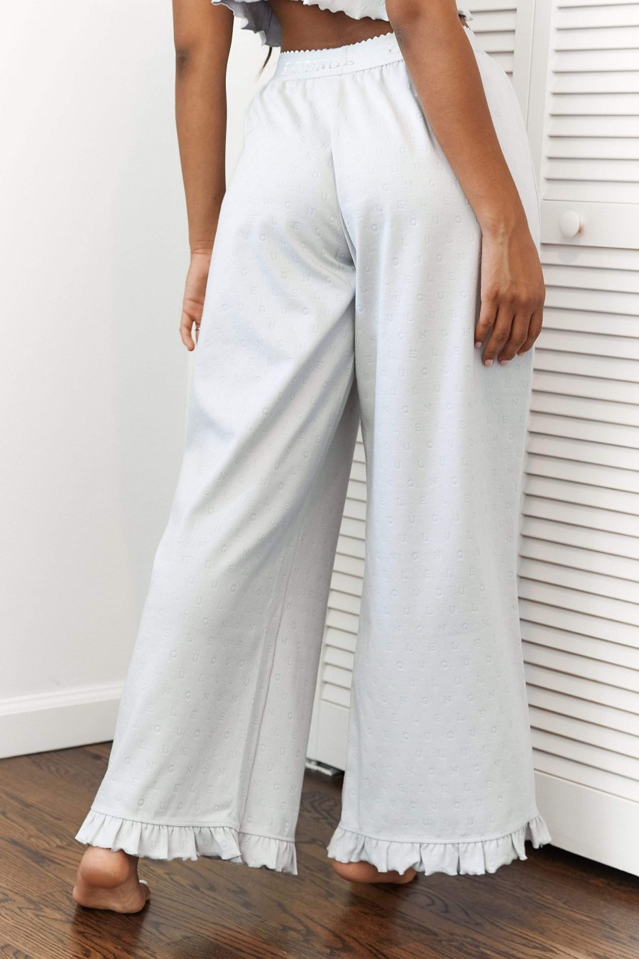 Sleep Lounge Pyjama Bottoms | Frill Pyjama Trousers - Frost